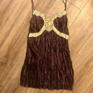 Bohemian Silky dress tank top with crochet detail